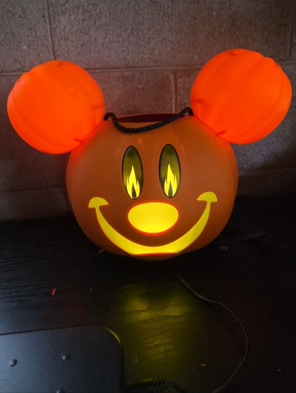 Disney Mickey Mouse Halloween Pumpkin Trick or Treat Bucket Orange Light-Up